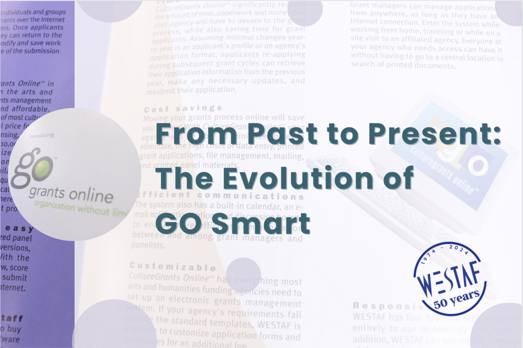 From Past to Present: The Evolution of GO Smart placed on top of a light white background and the WESTAF 50th anniversary logo on the bottom right.